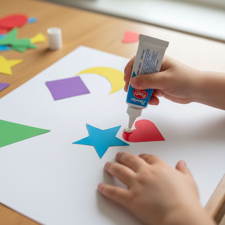 Child holding a finished paper butterfly craft